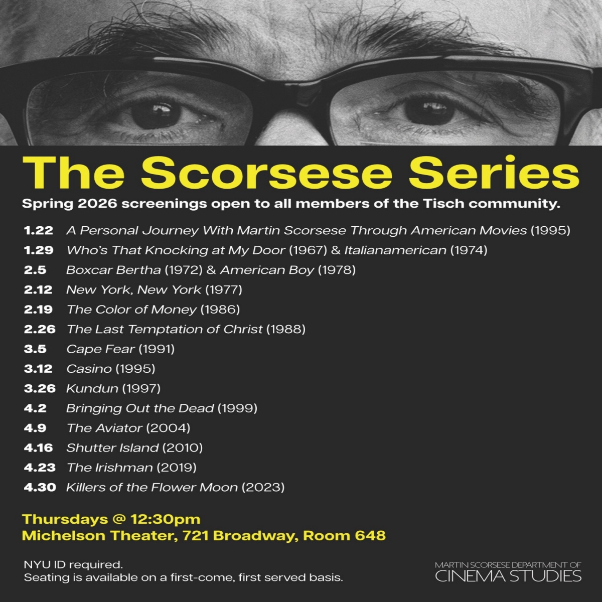 Poster for screening series including all titles and dates